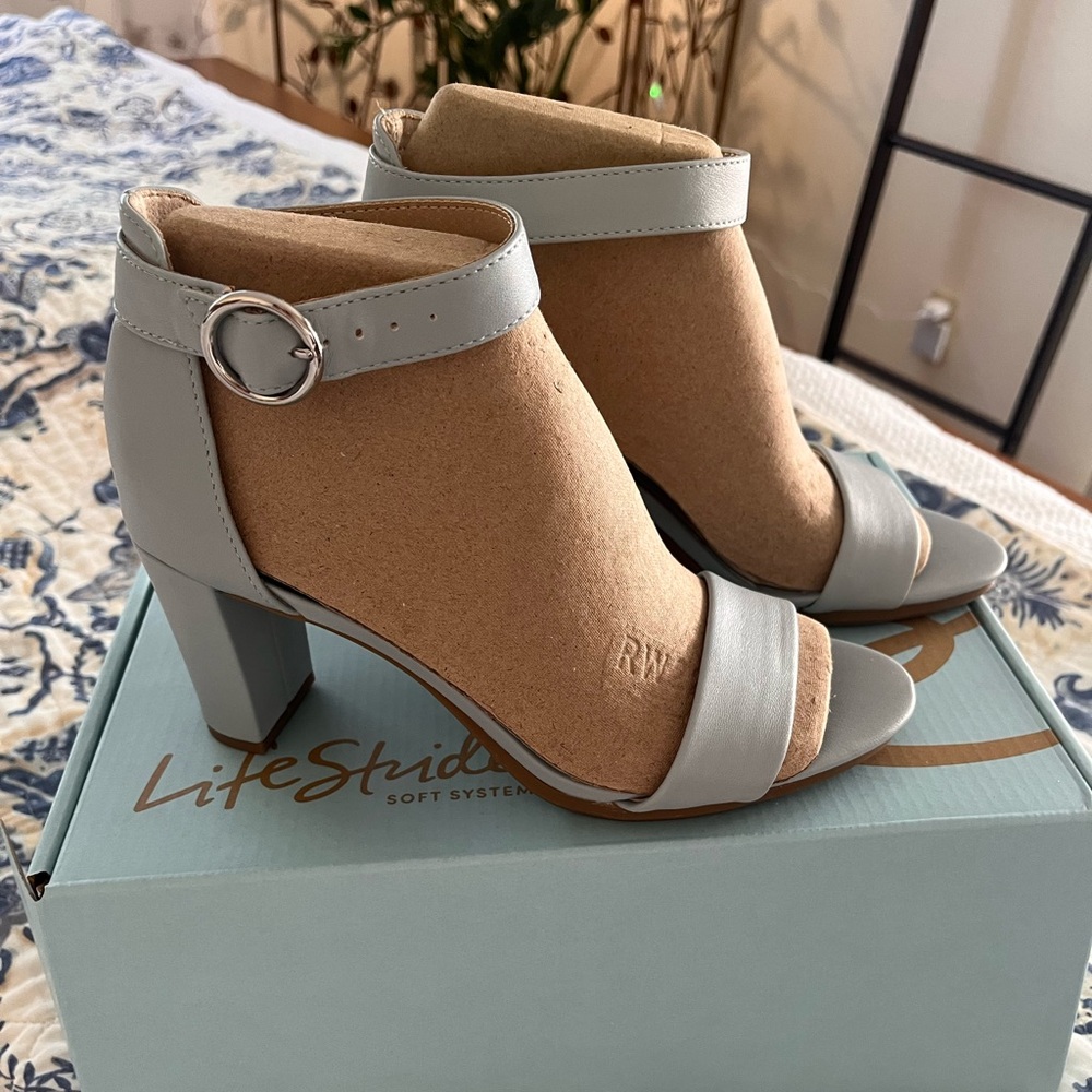 Life Stride Women's Ankle Strap Block Heel Sandal - Pale Blue
